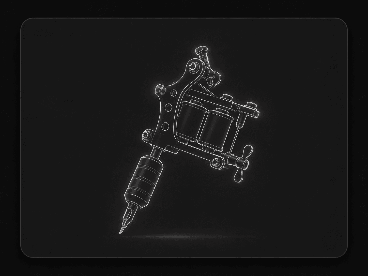Generic classic coil tattoo machine illustration with dual coil structure